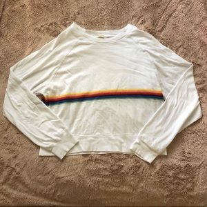Brandy Melville • Long Sleeve Rainbow Crop Top 🌈